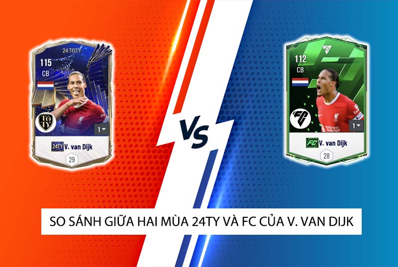 So sánh hai mùa giải FC và 24TOTY của V. Van Dijk trong FC Online